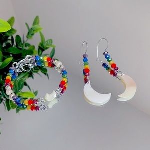 Handmade ✋🏻Earrings and bracelet 💜💙💚💛🧡❤️